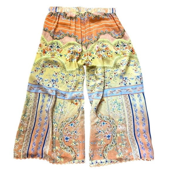 Johnny Was Silky Printed Wide Open Leg Pull On Bohemian Artsy Pants Women’s XL - Picture 7 of 10